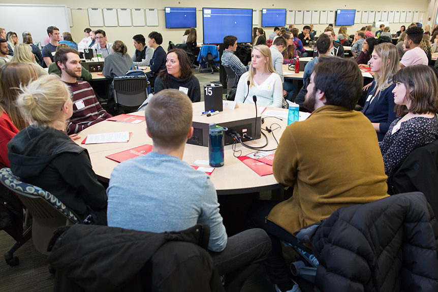 Students working collaboratively in an active learning lab during a UW CIPE Learning Module