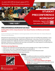 2023 Great Lakes Motivational Interviewing Conference- Student Preconference Flyer Image