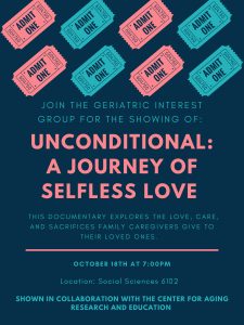 10-18-22 7 pm Unconditional: A Journey of Selfless Love Room 6102 Social Sciences