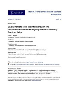 Development of a Micro-credential Curriculum The Interprofessional Dementia Caregiving Telehealth Community Practicum Badge- Page 1