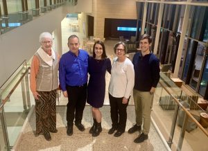 Elaine Mischler, Julia Schiller joined by Julia's guests her parents and her partner at the Elaine Mischler MD Interprofessional Education Scholarship Award Ceremony