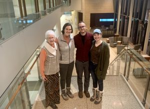 Elaine Mischler and Katie Tredinnick joined by Katie's guests her sister and her partner at the Elaine Mischler MD Interprofessional Education Scholarship Award Ceremony