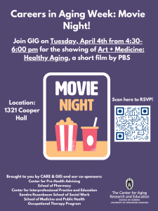 Careers in Aging Week Movie Night Tues 4-4-23 Flyer