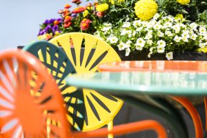 Union Terrace Chairs and spring flowers