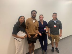 Medical students Greta Olson and Tyler Vang who portrayed the physician role for the IPE Case Simulation, HPSP advisors Indri Maulidar and Brenden Kahil Davis who portrayed Social Workers for the IPE Case Simulation