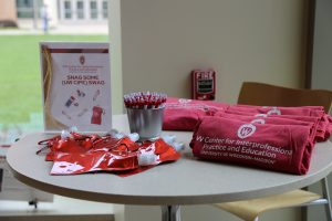 Image of CIPE swag on table.