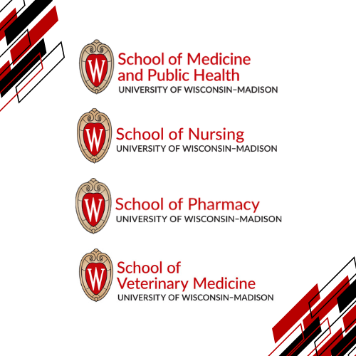 Banners of UW-Madison's four health sciences schools. 