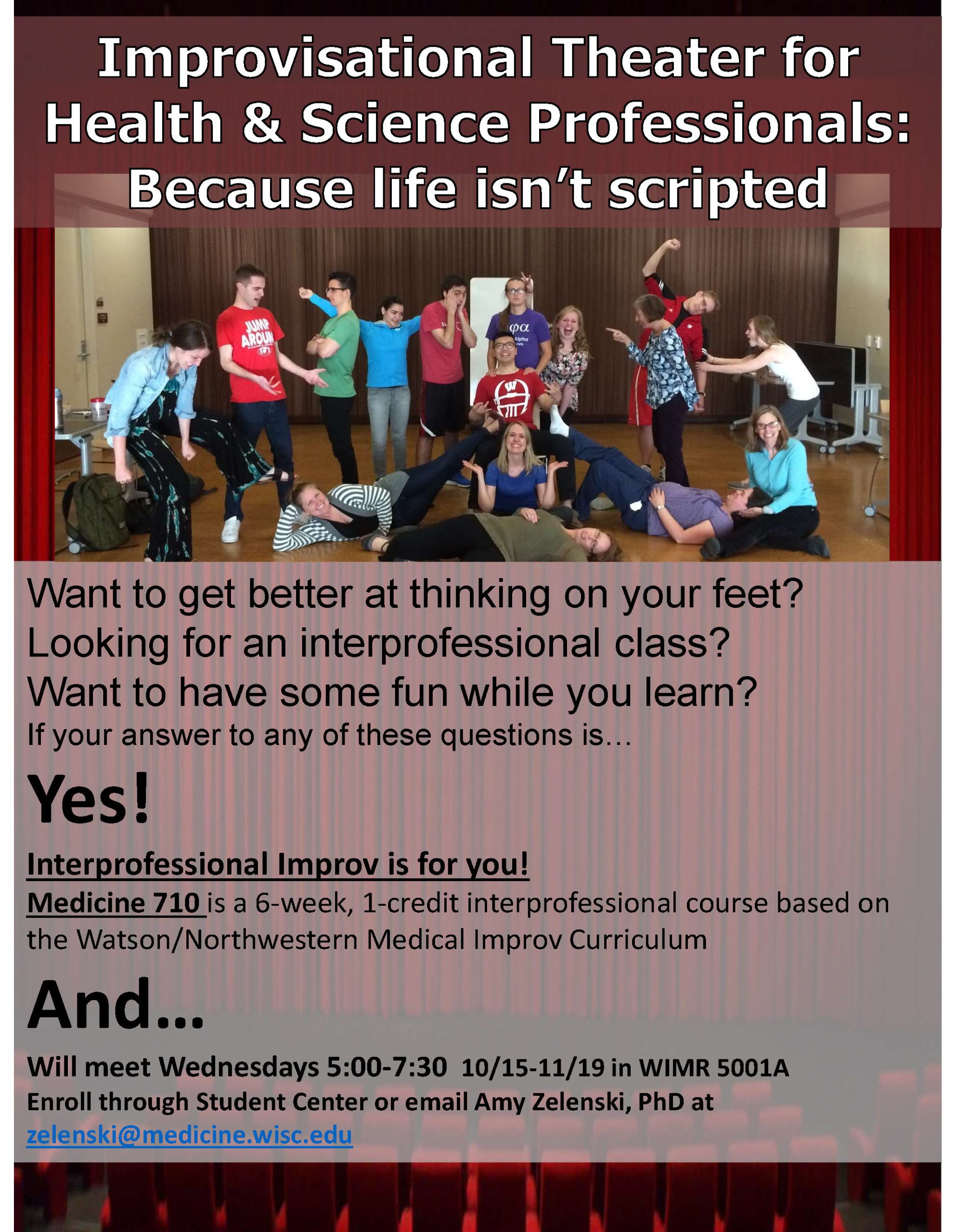 Poster of IPE Improv class for Fall 2025.