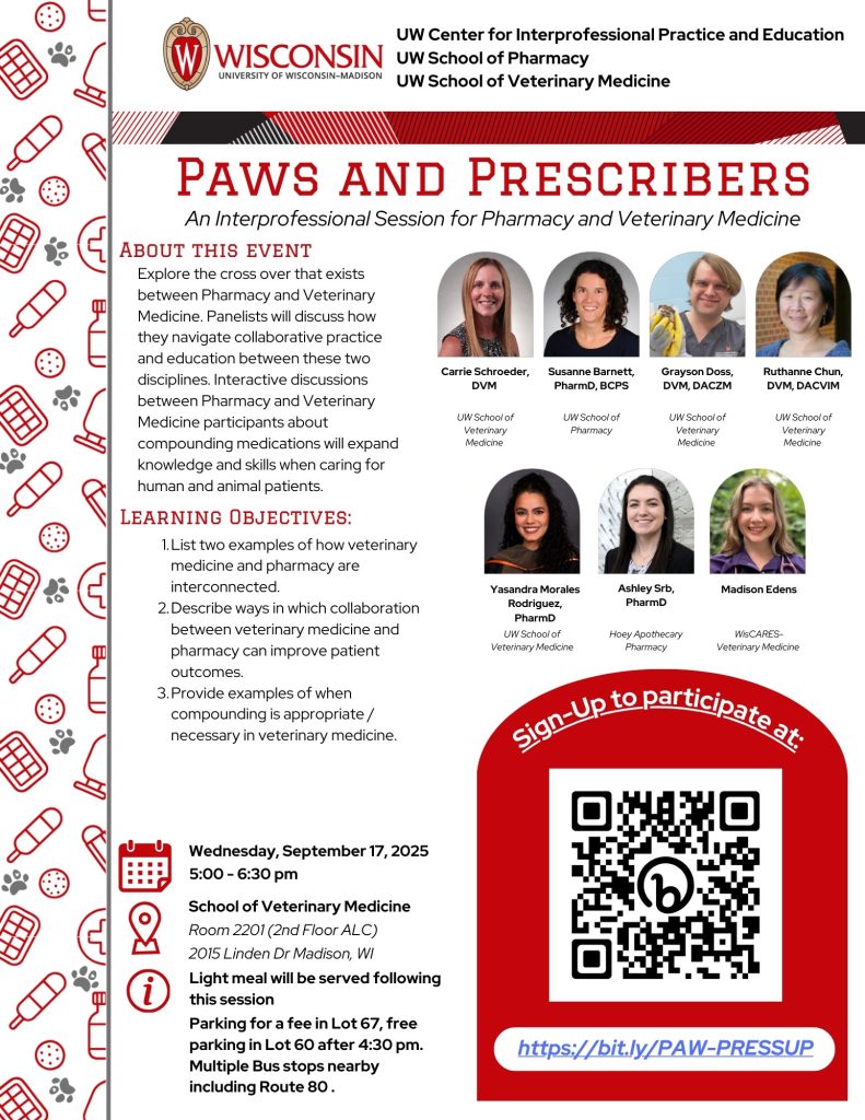 Updated flyer for Paws and Prescribers event.