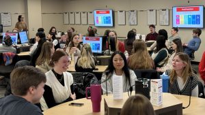 Students participating in an active learning experience.